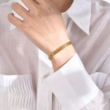 Stainless Steel Mesh Link Chain Bracelet for Men Women, 6mm Italian Gold Wristband, 17/19/21cm Gift Jewelry