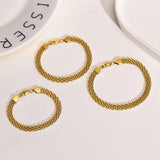 Stainless Steel Mesh Link Chain Bracelet for Men Women, 6mm Italian Gold Wristband, 17/19/21cm Gift Jewelry