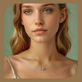 Solid 925 Sterling Silver Autumn Leaf Butterfly Pendant Necklace White Gold Plated Neck Chain for Women Birthday Day Gift