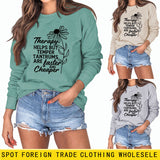 Therapy Helps But Temper Round Neck Letter Long Sleeve T-Shirt Women