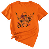 Fashion Women's Rose Bullhead Pattern, Casual Crewneck Short Sleeves T Shirt