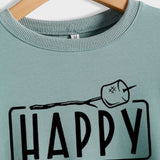 Happy Camper Brief Rundhals Lose Langarm Casual T-shirt Weibliche