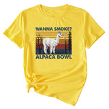 WANna fumée motif amusant imprimé col rond mode manches courtes T-shirt femmes