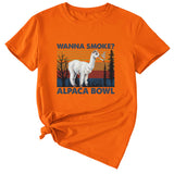 WANna fumée motif amusant imprimé col rond mode manches courtes T-shirt femmes