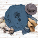 Printed Dandelion Round Neck Ladies Long-sleeved Shirt Loose Sweater
