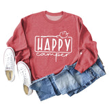 Happy Camper Brief Rundhals Lose Langarm Casual T-shirt Weibliche