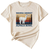 WANna fumée motif amusant imprimé col rond mode manches courtes T-shirt femmes