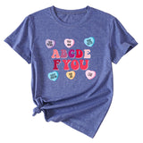 Letter ABCDEF You Printed Women's Summer Casual Loose Short Sleeve