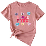 Letter ABCDEF You Printed Women's Summer Casual Loose Short Sleeve