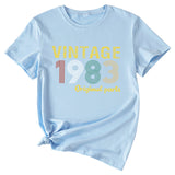 Mode frauen Top VINTAGE 1983 Casual Lose Kurzarm