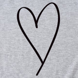 Modische Damenbluse mit einfachem Liebesmuster-Druck, lässiger Rundhalsausschnitt, kurze Ärmel.