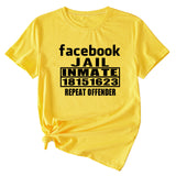 English Letters Facebook Jalt Immate Round Neck Short Sleeve