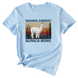 WANna fumée motif amusant imprimé col rond mode manches courtes T-shirt femmes