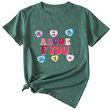 Letter ABCDEF You Printed Women's Summer Casual Loose Short Sleeve