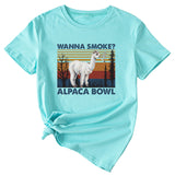 WANna fumée motif amusant imprimé col rond mode manches courtes T-shirt femmes