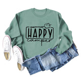 Happy Camper Brief Rundhals Lose Langarm Casual T-shirt Weibliche