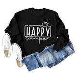 Happy Camper Brief Rundhals Lose Langarm Casual T-shirt Weibliche