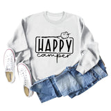 Happy Camper Brief Rundhals Lose Langarm Casual T-shirt Weibliche