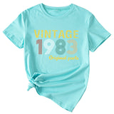 Mode frauen Top VINTAGE 1983 Casual Lose Kurzarm