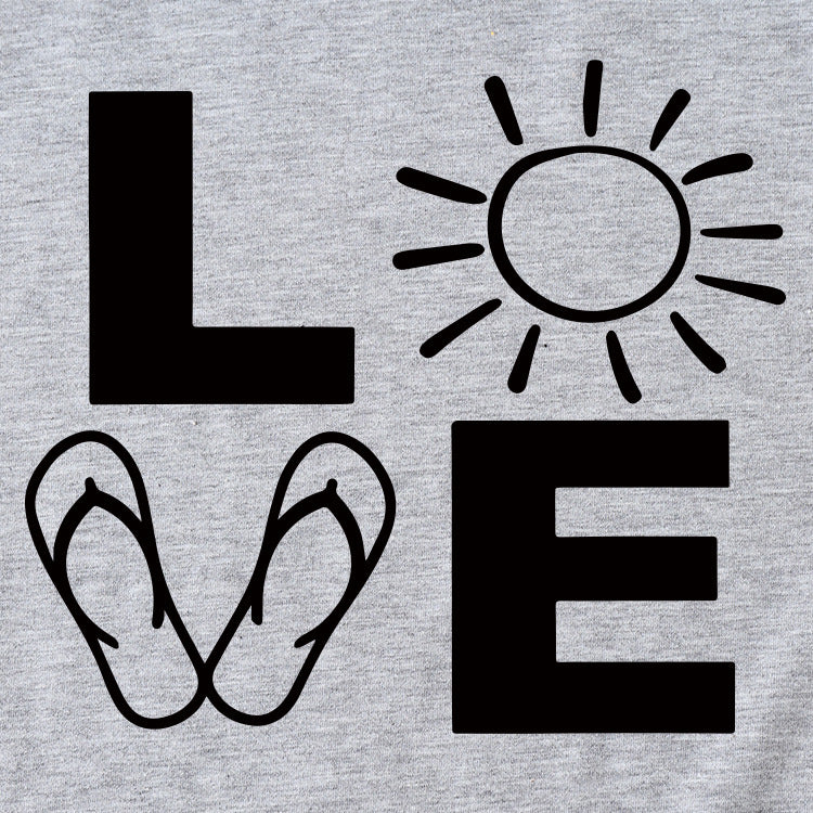 LOVE Fun Pattern Women's Loose Round Neck Short Sleeve Top Shirt
