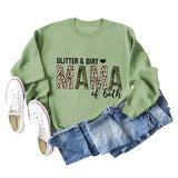 GLITER DIRT MAMA Round Neck Loose Leopard Print Long-sleeved Sweater for Women