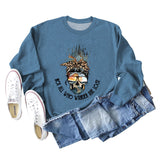 NOT ALL WHO WANDER ARE LOST Crew Neck Leopard Letter Long Sleeve Sweater Girl