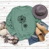 Printed Dandelion Round Neck Ladies Long-sleeved Shirt Loose Sweater