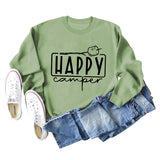 Happy Camper Brief Rundhals Lose Langarm Casual T-shirt Weibliche