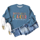DIFFERENCE MAKER TEACHER LETTER Leopard Print Long-sleeved Sweater for Women