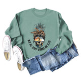 NOT ALL WHO WANDER ARE LOST Crew Neck Leopard Letter Long Sleeve Sweater Girl