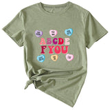 Letter ABCDEF You Printed Women's Summer Casual Loose Short Sleeve