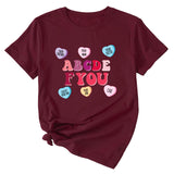 Letter ABCDEF You Printed Women's Summer Casual Loose Short Sleeve