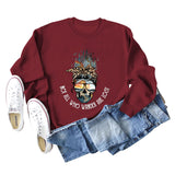 NOT ALL WHO WANDER ARE LOST Crew Neck Leopard Letter Long Sleeve Sweater Girl