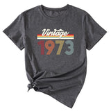 VINTAGE 1973 Womens Summer Fashion Casual Round Neck Short-sleeved Shirt