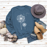 Printed Dandelion Round Neck Ladies Long-sleeved Shirt Loose Sweater