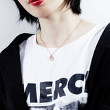 Pendentif en acier titane avec collier en zircone avec chiffres romains pour femme