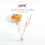 NEHZUS Round Piece Multi-layered Necklace Star and Moon Set Star and Moon Two In One Rose Gold Plated Clasp Chain