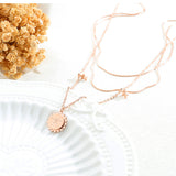 NEHZUS Round Piece Multi-layered Necklace Star and Moon Set Star and Moon Two In One Rose Gold Plated Clasp Chain