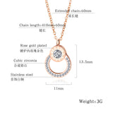 Pendentif en acier titane avec collier en zircone avec chiffres romains pour femme