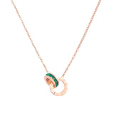 Schlüsselbeinkette im Sweetheart-Stil für Damen, modisch mit Zirkonia, römischen Ziffern, Doppelring