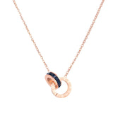 Schlüsselbeinkette im Sweetheart-Stil für Damen, modisch mit Zirkonia, römischen Ziffern, Doppelring