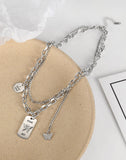 Street Personality Design Butterfly Necklace Vintage Double Layered Stacked Necklace for Women Jumper Chain