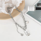 Street Personality Design Butterfly Necklace Vintage Double Layered Stacked Necklace for Women Jumper Chain