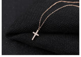 Simple Vintage Short Cross Necklace Creative Collarbone Chain with Diamond Pendant Necklace Holiday Gift
