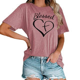 Frauen Gesegnet Herz T-Shirt Christian Tees