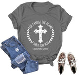 Christliches T-Shirt für Frauen mit der Aufschrift „Ich kenne die Pläne, die ich für dich habe“