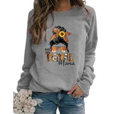 Thanksgiving Mom Gift Sweatshirt Women One Thankful Mama Graphic Shirt