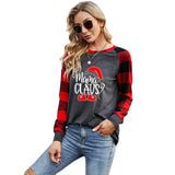 Frauen Mama Claus Weihnachten Mutter Hemd Langarm Buffalo Plaid Mode Tops