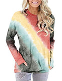 Women Colourful Gradient Long Sleeve Tie Dye Blouse with Pockets