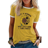 Wein Sonnenblume T-Shirt Nur eine Frau, die liebt Wein und Sonnenblumen T-Shirts